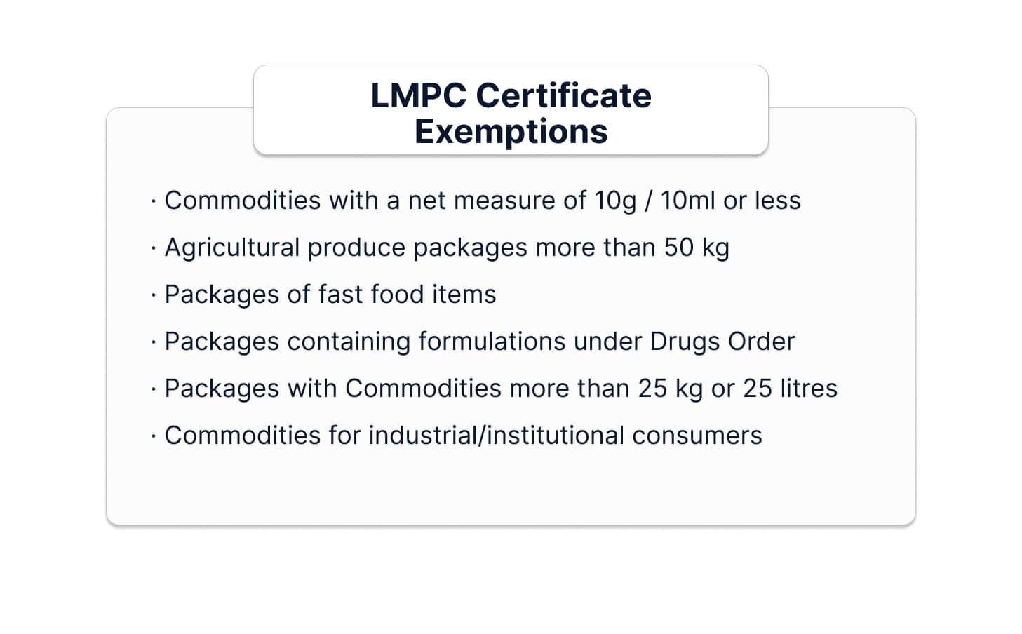 LMPC certificate Exemptions